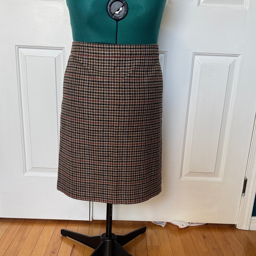 J. Crew/J. crew Factory Brown Houndstooth Pencil Skirt